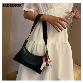 

EXCELSIOR Women's PU Leather Shoulder bag 2020 Summer Trend Designer Handbags Luxury sac a main Complimentary cartoon pendants