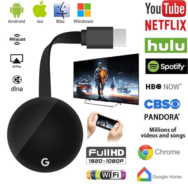 G7S Miracast TV Stick Adapter HDMI Wifi Display Mirror Receiver for Chromecast ultra 4k 3 Wireless