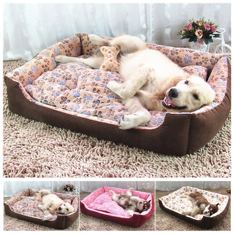Теплая мягкая собачья кровать в форме лапы, согревающая собачья кровать, мягкий флисовый диван-гнездо для маленьких собак, большая собачья Золотая кровать-Ретривер, большая собачья кровать