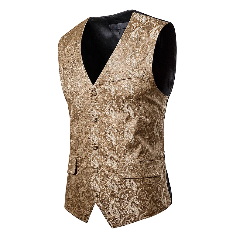 New autumn men casual slim fit suit vest Flower leaf embroidery pattern vest Double pocket Single-breasted suit vest Tops New autumn men casual slim fit suit vest Flower leaf embroidery pattern vest Double pocket Single-breasted suit vest Tops