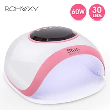 ROHWXY 60 Вт Сушилка для ногтей Sun Lihgt УФ светодиодный светильник для маникюра Профессиональный ЖК-дисплей лампа для ногтей Гель-лак для ногтей для дизайна ногтей