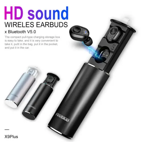 

FineBlue X9 PLUS Bluetooth Headset 5.0 Twin Belt Charging metal Box Bluetooth Headset Sports Music Earphones Headsets Handfree U