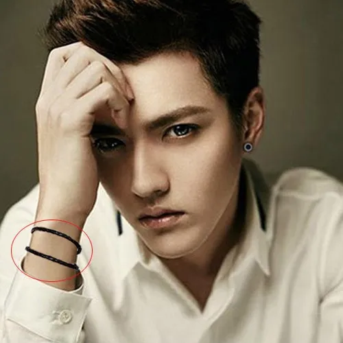 

Cool Korean-style Titanium Steel Woven Bracelet Men's Li Yi Feng King jun kai Simple Cool Bracelet Double Layer Fashion Hand Jew