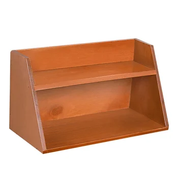 

Wall Hanging Rack Retro Wooden Two Layers Storage Rack Wall Hanging Storage Shelf for Home Store (Brown)