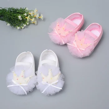 

Baby Girl Crown Mesh Princess Shoes Anti-slip Soft Sole Crib Breathable Shoes Infant Toddler Shoes Newborn First Walker