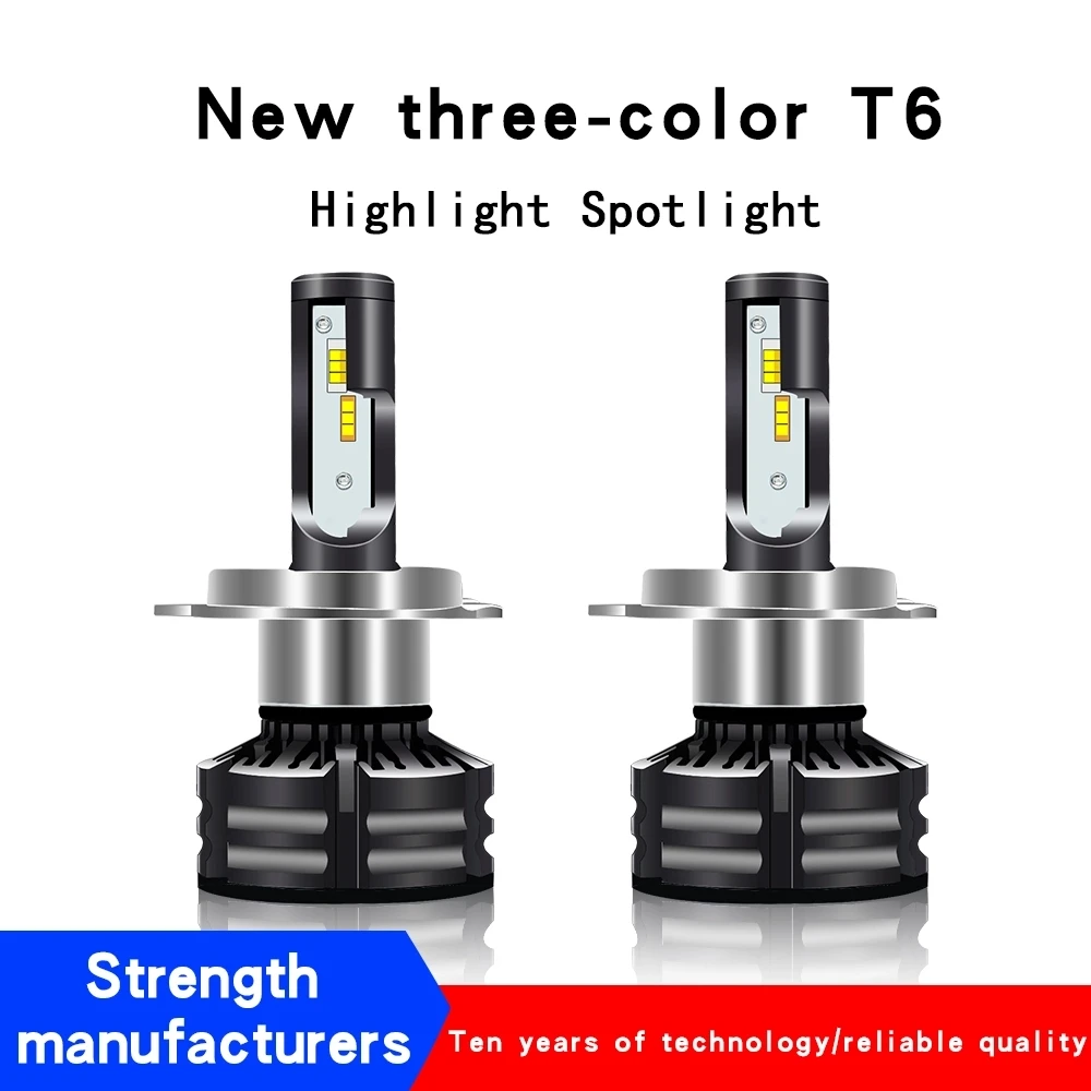 ТАВ трехцветный T6 лампы для передних фар яркие фары H1/H3/880/881/H7/H9/H10/H11/9005/9006/H16/5202/9003/9007/H4/H13 10000LM