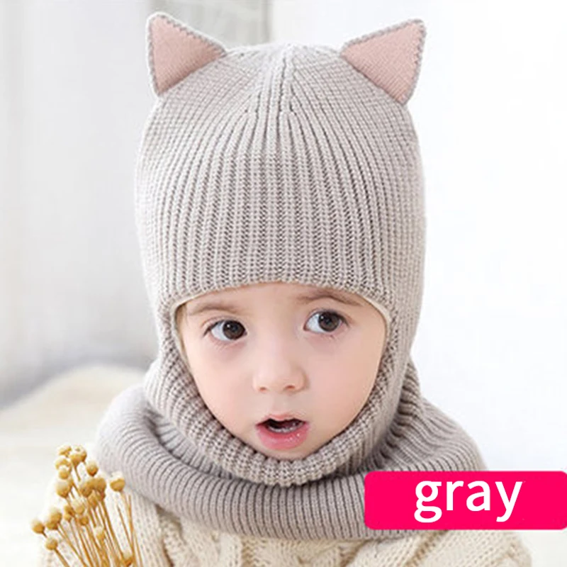 Милые вязаные детские шляпы шарф с ушками шерсть Venonat Turban Beanie Теплые шапки Мягкая шапка для девочек мальчиков Капот Осень Зима Новинка