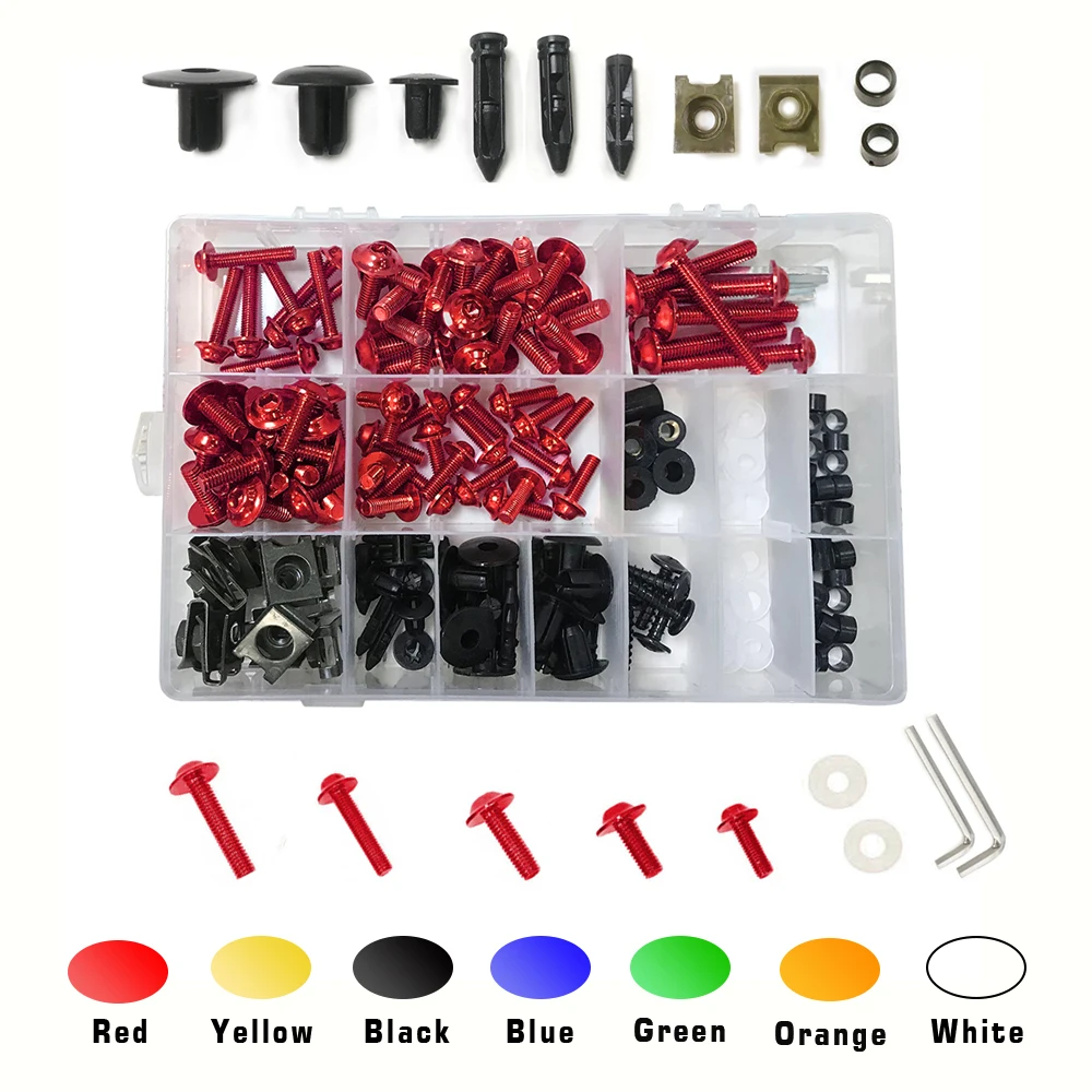 Motorcycle Full Fairing Bolts Kit Bodywork Screws Nut For Kawasaki Honda YAMAHA BMW SUZUKI Pit Dirt Bike Aprilia Ducati Uiversal, auto fasteners,motorcycle screws,motorcycle fasteners