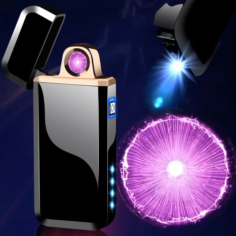 Новая Вращающаяся дуговая зажигалка USB электрическая плазменная с фонариком