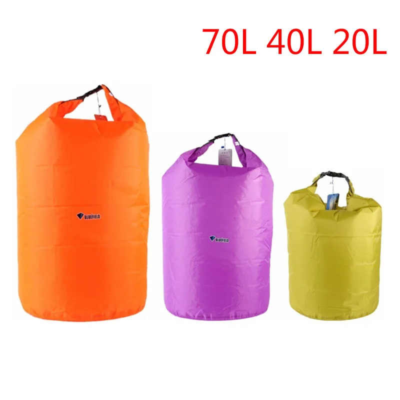 Сухой мешок 20L 40L 70L Водонепроницаемый сумка для трекинга