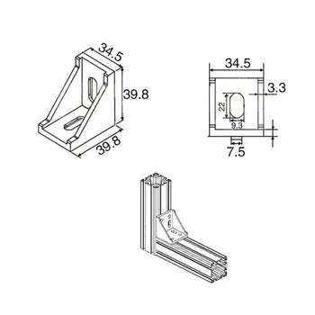 

10pcs 4040 Fasten Fitting Angle 40x40 L Connector Aluminum Corner Bracket Joint Brace B85C
