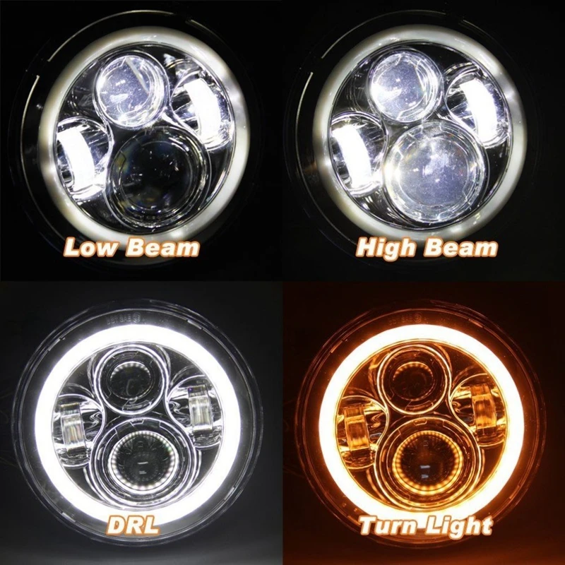  2pcs 7 Inch Round LED Headlight For Jeep Wrangler JK TJ For Hummer H1 H2 12V 24V For Suzuki Samurai - 32952598828