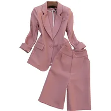 

Women's suit spring and summer new style fashion suit pants suit femininity commuting five-point pants 2 piece set women