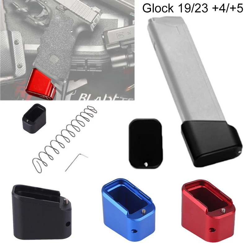 

Magazine Extensions Glock 19/23 +4/5 Spring Aluminum Tactical Mag Extension Base Pad Anti pop up Hunting Accessory Free shipping