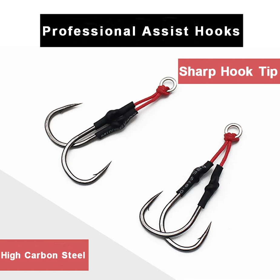 Description Picture 4 of itemFishing Accessories Hook Jigging Assist Hook High Carbon Steel Double Jig Fish Hook PE Line Tackle Angeln Zubehor Trolling Tools