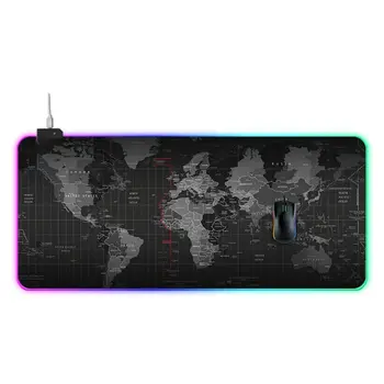 

RGB Large Gaming Mouse Pad World Map Computer Mousepad Gamer Big Led Mouse Mat 28GE