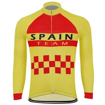 

Long Sleeve Cycling Jersey Bicycle Shirt Sports Bike Wear Clothing Bib Team Spain Motocross Mountain Tech Fabric Quick Dry Top