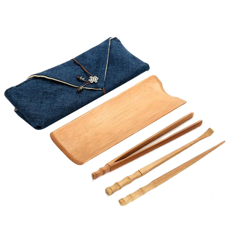 

Bamboo Tea Tools Four Piece Tea Kung Fu Tea Tool Tea Spoon Tea Clip Tea Needle with Storage Bag