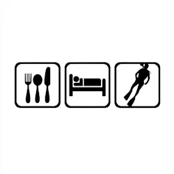 17.4*5.5CM Eat Sleep Car Stickers Cartoon Diving Equipment Car Styling Warning Mark Scuba Diving Decals