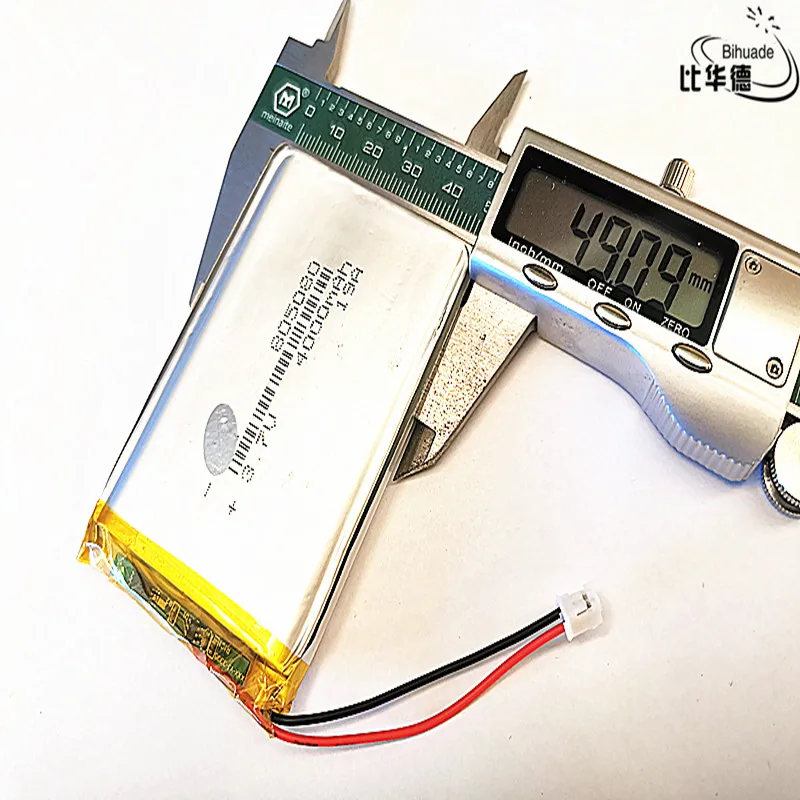 Lithium Ion Battery JST 2.0mm 2Pin 3.7V 4000mAh 805080 Lithium Polymer LiPo Rechargeable Battery cells For Power bank