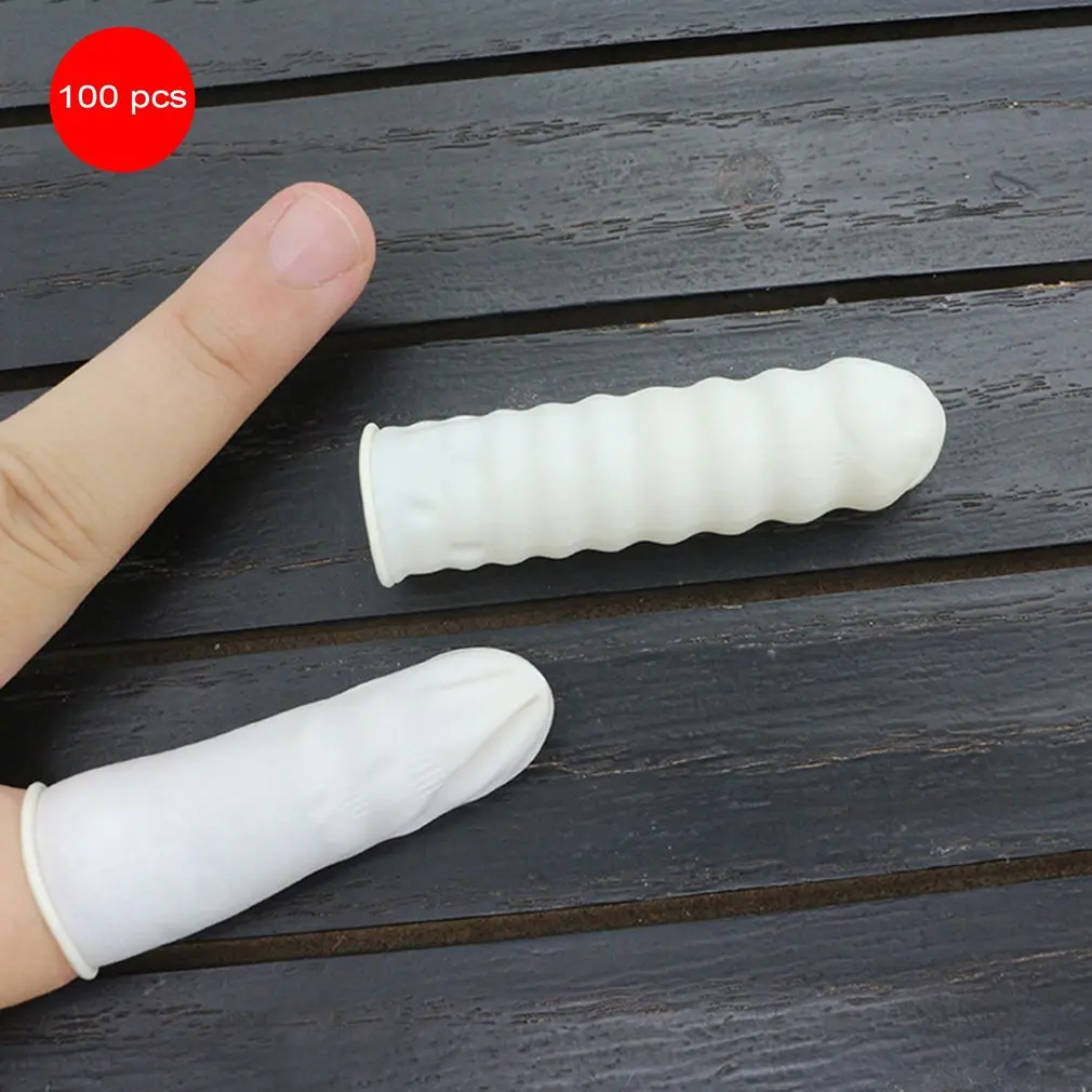 100PCS/SET Durable Natural Latex Anti-Static Finger Cots Practical Design Disposable Makeup Eyebrow Extension Gloves Tools