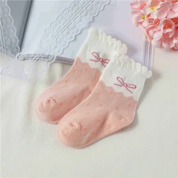 

1/5Pairs Children Socks Cute Kawii Pink Bowknot Socks Short Sock High Quality Cotton Socks 3-10Years