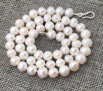 

New Natural white 8-9mm akoya freshwater pearl necklace 18”
