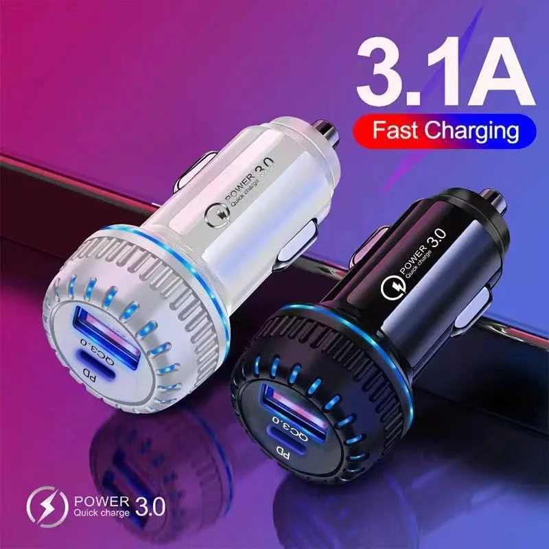 PD Type C Car Charger Fast Charging Charge For iPhone 13 pro max Xiaomi Quick Charge 3.0 Portable Moible Phone USB C Car Charger 65w charger usb c