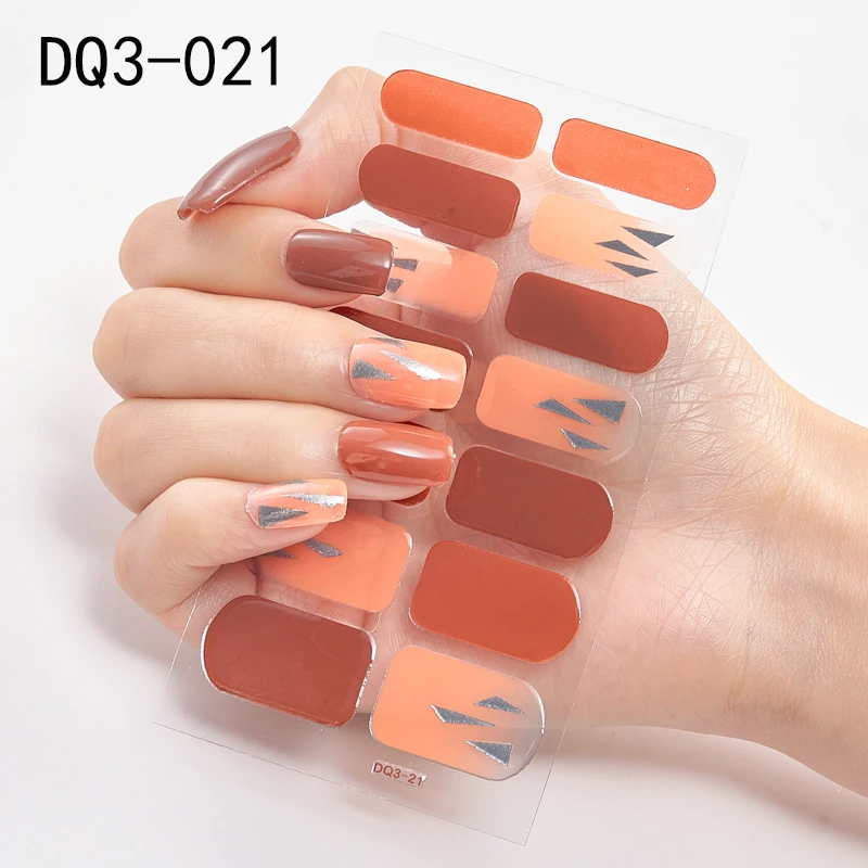 Korean Fashion Colorful 3D Glitter Sequins Nail Art Stickers Manicure DIY Nail Strips Wraps Solid Color