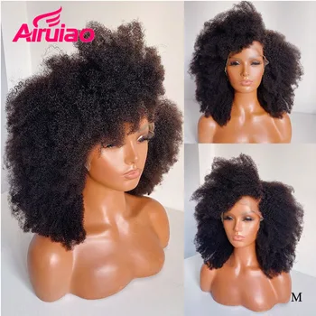 

13X6 Glueless Afro Kinky Curly Lace Front Wig Undetectable Invisible HD Transparent Frontal Human Hair Remy Wig For Black Women