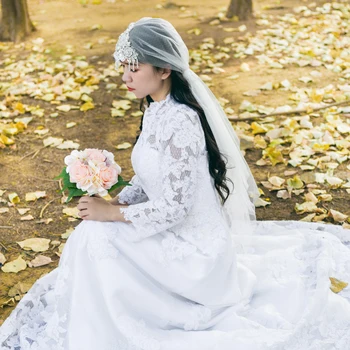 

TOPQUEEN VC02 wedding veil 2 layers lace wedding veils with comb short veil with comb layers lace and pearl crystal wedding veil