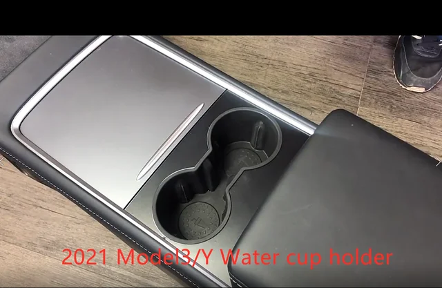 TEFUN Water Cup Holder For Tesla Model 3 Center Accessories Water Proof Car Coasters For Tesla Model Y Car Model3 2021 M3 Y black