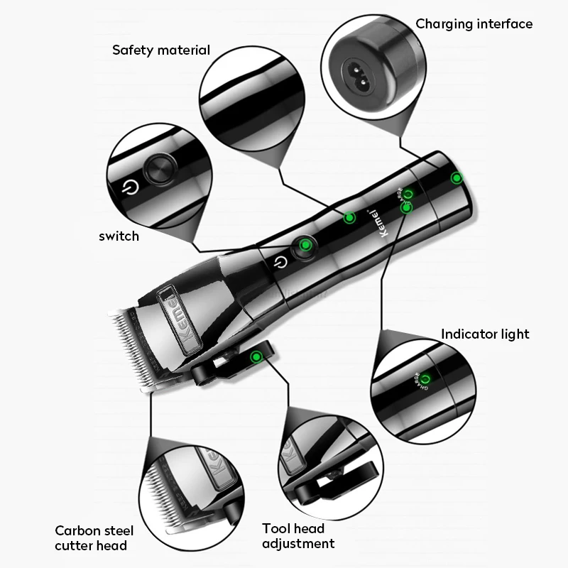 Electric Hair Trimmer Professional Wireless Rechargeable Hair Clipper For Beard Trimer Body Face Hair Clipper Low Noise Design