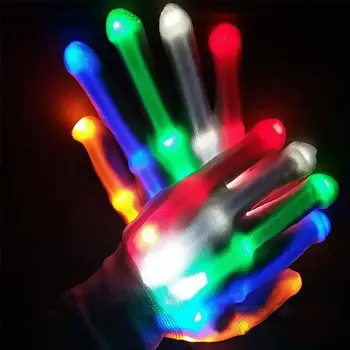 

1 Pairs LED Flashing Gloves Glow Light Up Finger Lighting Dance Party Decoration Glow Party Supply Choreography Props Christmas
