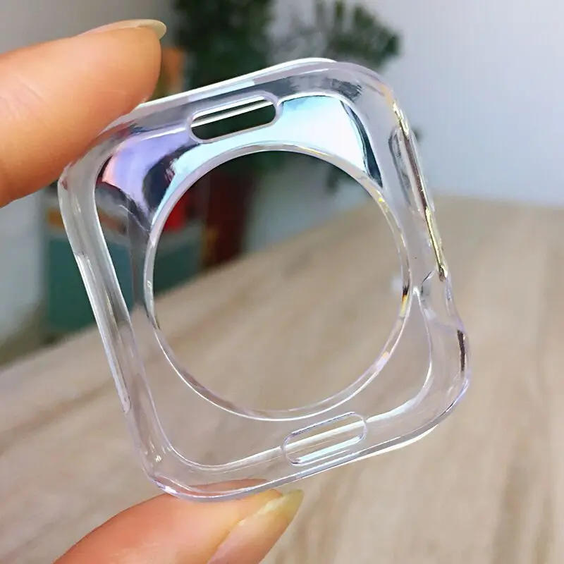 200 шт модный прозрачный Ультратонкий Мягкий ТПУ чехол для Apple Watch Series 4 3 2 1 40 мм 44 мм 38 мм 42 мм противоударный прозрачный чехол