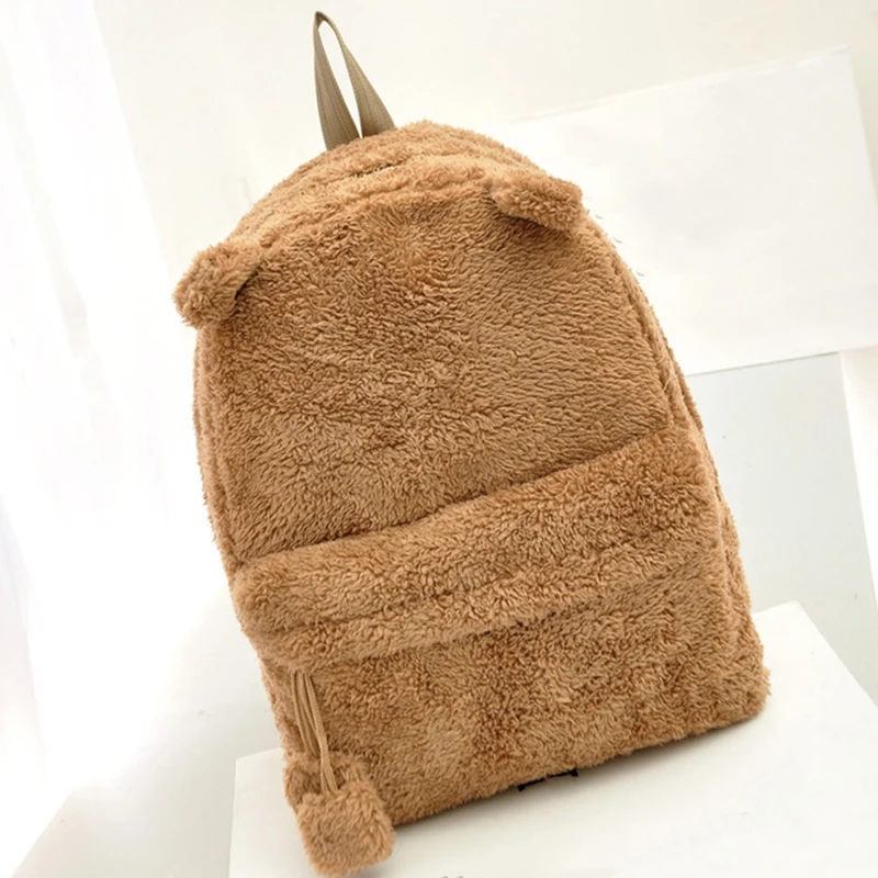 Модный женский рюкзак высококачественный Молодежный милый дорожный рюкзак на плечо плюшевый рюкзак панда Повседневная сумка дизайнерский школьный рюкзак - Цвет: KB08brown