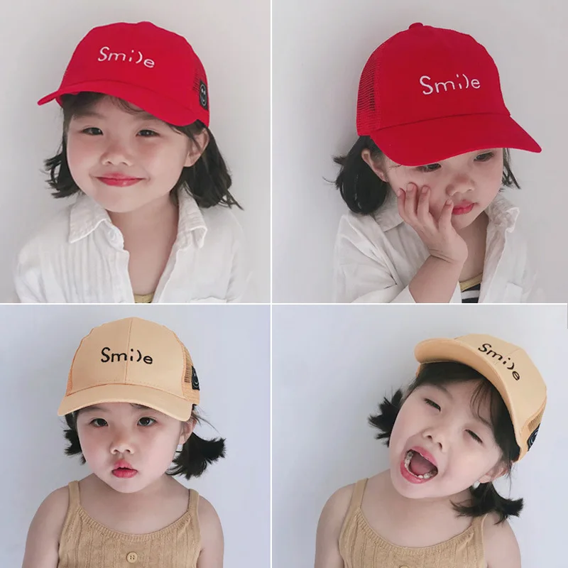 

New Summer Child Fishing Hat Smiling Baseball Cap Baby Girl Boy Adorable Sun Caps Kids Breathable Mesh Sun Cap
