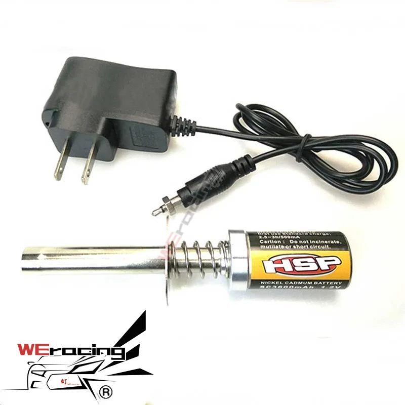 

HSP Gas RC Nitro Engine motor glow 1.2V 1800MA 3600MA RECHARGEABLE GLOW PLUG Starter Igniter AC Charger for RC 1/8 1/10 Car F122