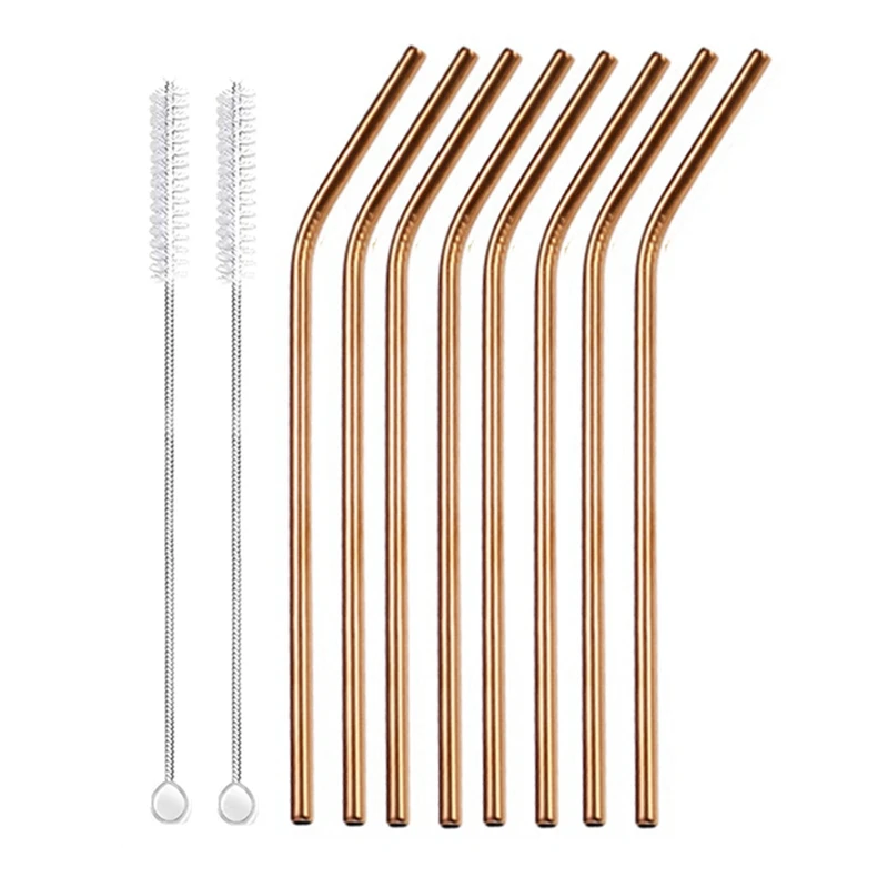 Eco-Friendly Reusable Stainless Steel Drinking Straws Set with Cleaner Brushes