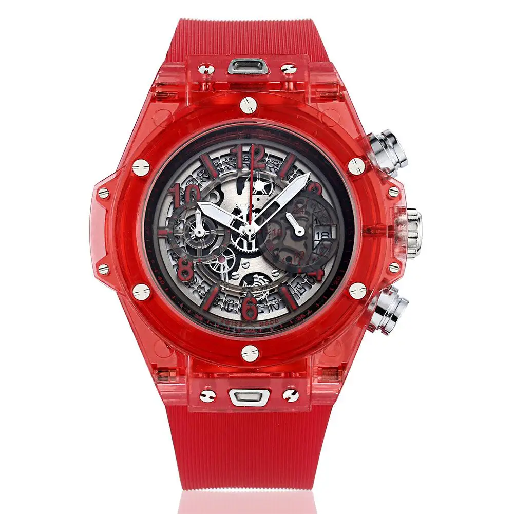 

HobbyLane Couple Silicone Belt Fashion Simple Transparent Multi-function Waterproof Watch Quartz Wristwatch