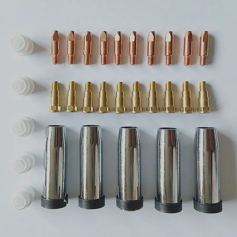 Kit 30 acceosrios de soldadura puntas de contacto de cobre, varilla de conexión y difusores para 24KD Binzel CO2 MIG