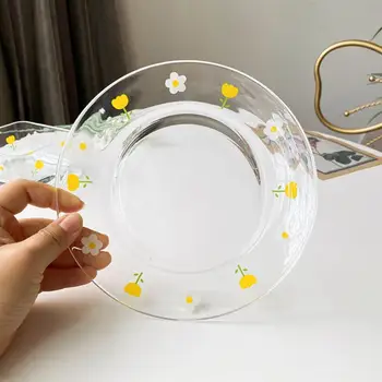 

2Pcs Glass Salad Plates Dessert Food Serving Plate Transparent Fruit Plate For Family Gatherings Parties Weddings Restaurant