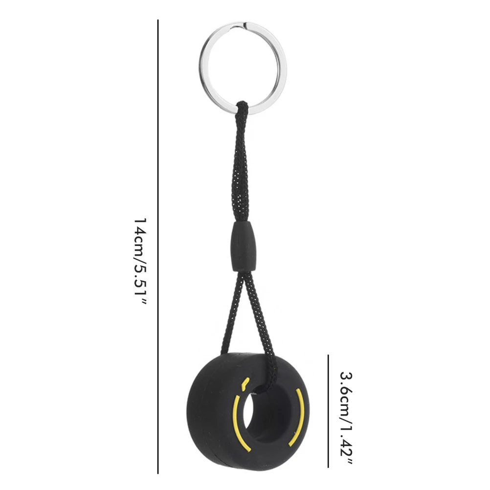 Simulation Cartoon Small Tire Keychain PVC Soft Rubber Key Ring Car Decoration Accessories PVC tire keychain Car pendant
