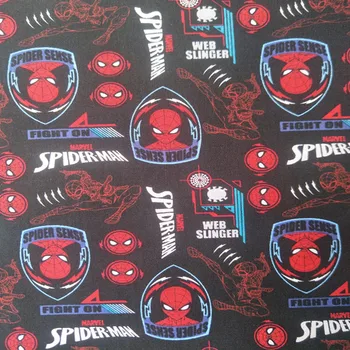

105cm Width Spider Boy Web Slinger Black Cotton Fabric for Boy Clothes Bedding Set Hometextile Cushion Cover Bags DIY-BK930