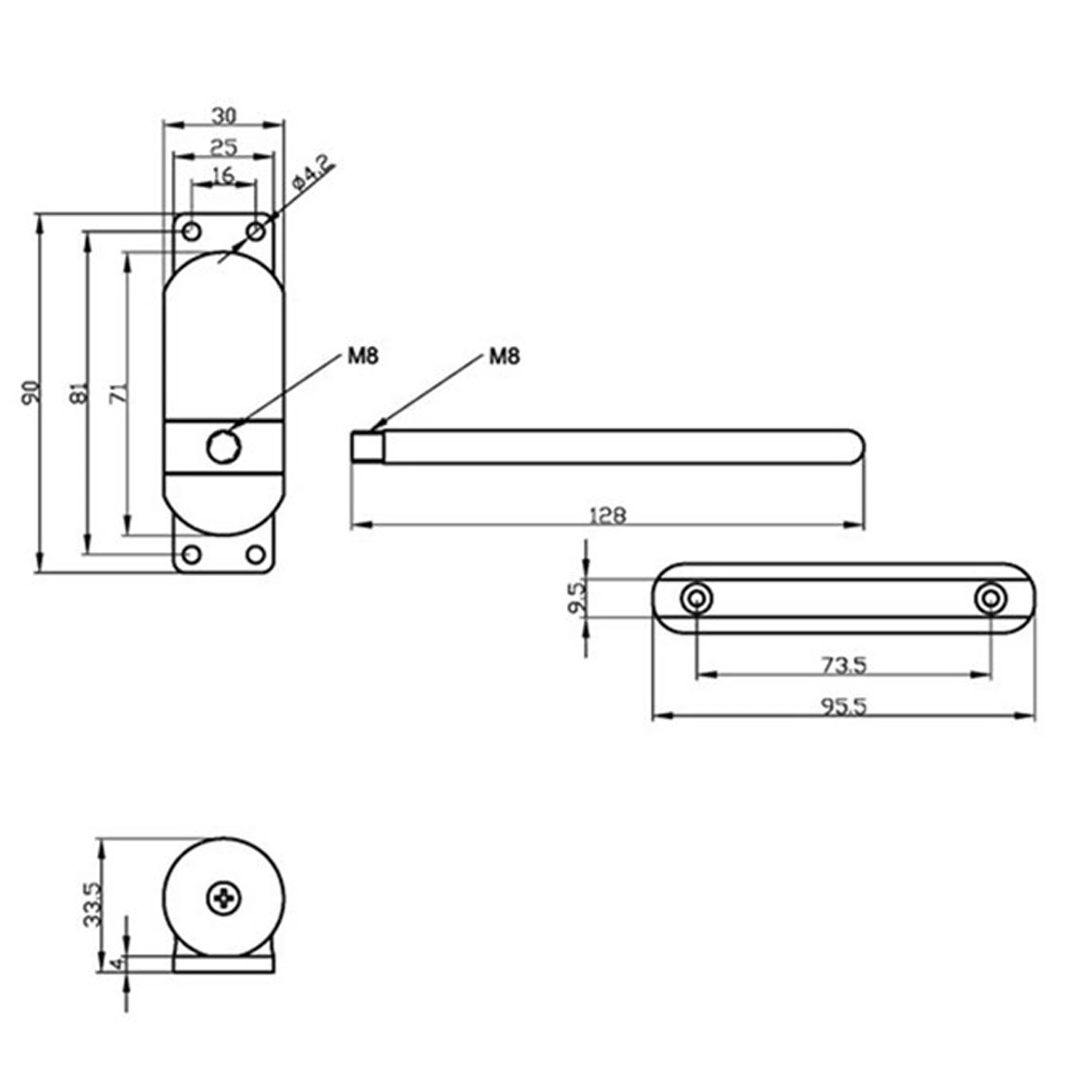 White 10-60KG Zinc Alloy Mini Adjustable Surface Mounted Automatic Spring Door Closer Door Hardware