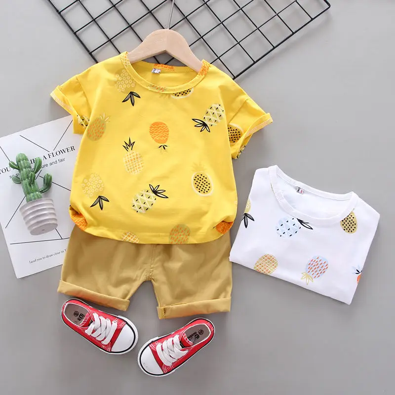 Baby Boys Girls Clothes Out Children Summer Cotton Print T Shirts Shorts 2pcs/sets Infant Outfit