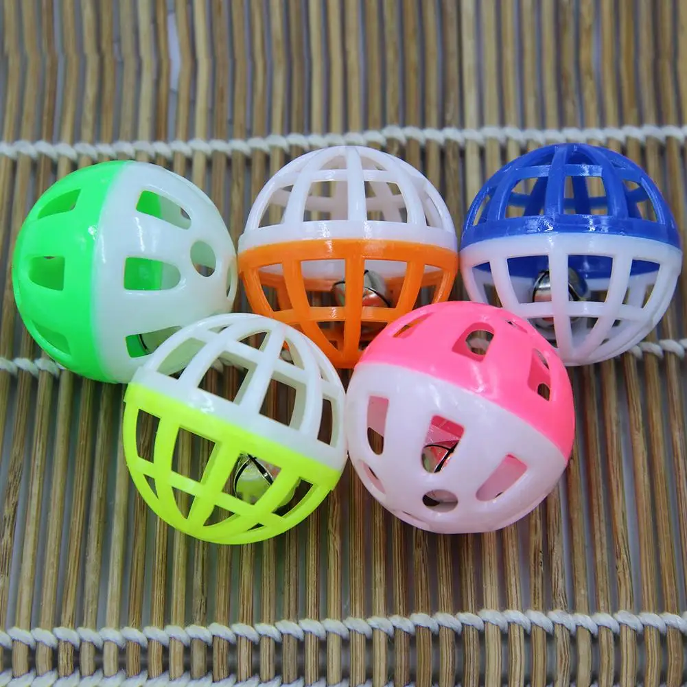 Colourful 18Pcs/Set 4cm Plastic Pet Cat Kitten Play Balls With Jingle Bell Pounce Chase Rattle Toy For Cat Pet Supplies