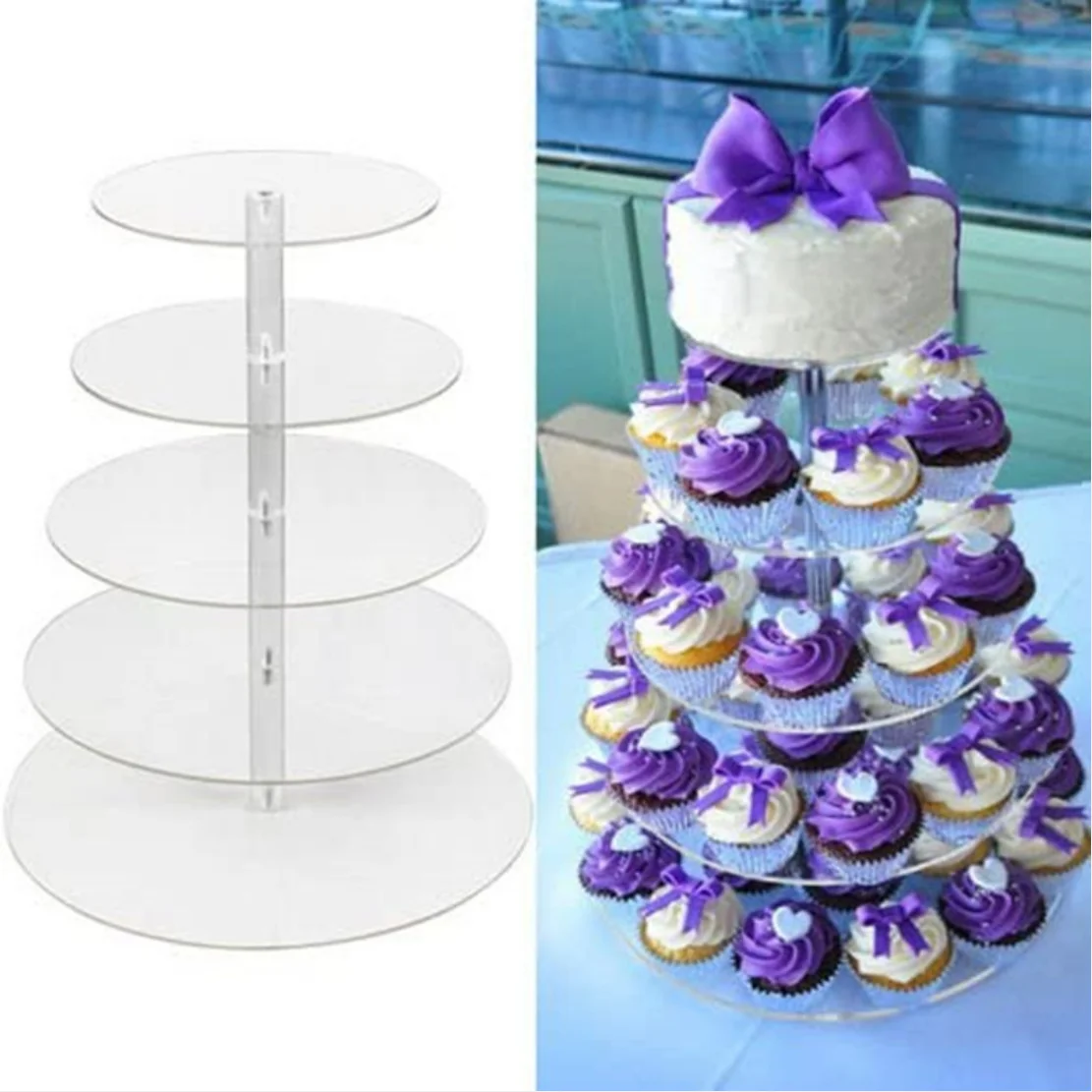 3/4/5 Tier Acrylic Wedding Cake Stand Crystal Display Shelf Holder Plate NEW