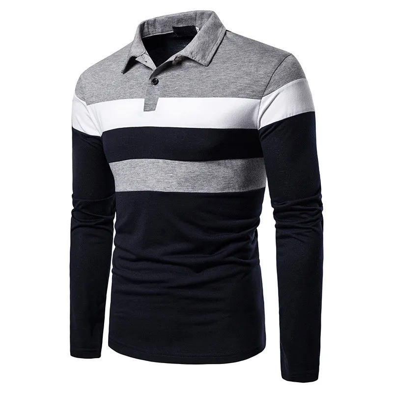 Autumn Fashion Men Long Sleeve Shirts Men Stand Collar Shirts For Striped Patchwork Casual Baseball Jerseys