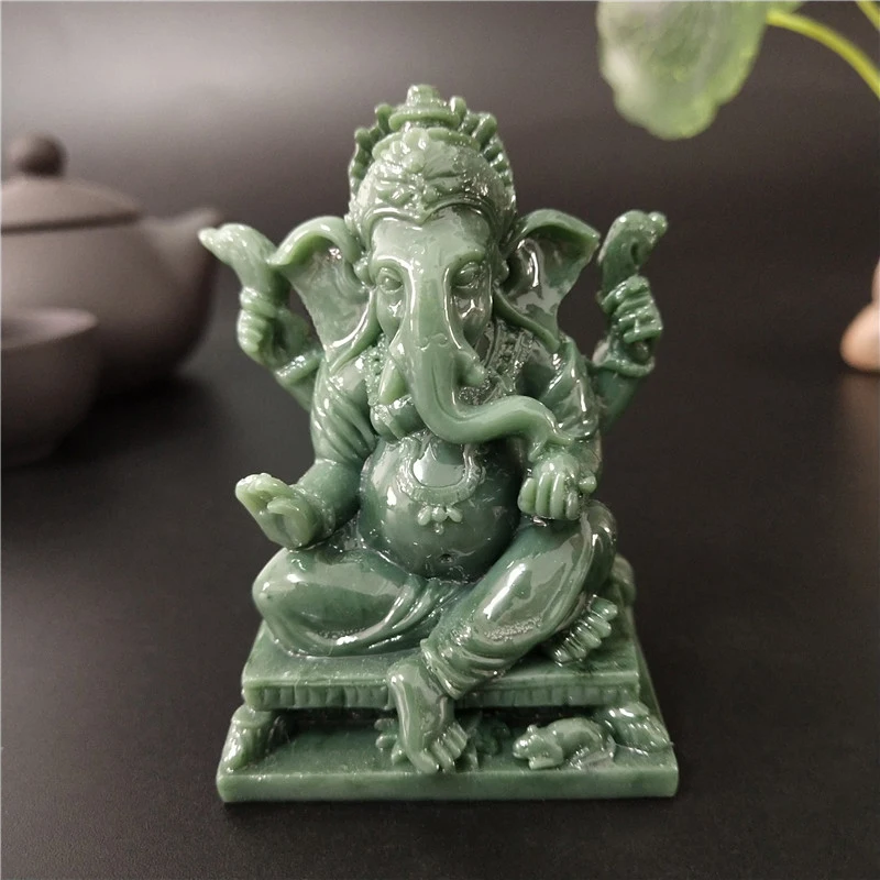Lord Ганеша Будда статуя украшение для дома искусственный Нефритовый камень Ганеш Бог слон скульптура фигурные статуэтки будды статуи